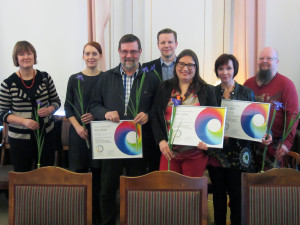 From led to right: Marjatta Haavisto, Anna Heikinheimo and Olli Turunen (Helsinki City Building Supervision Office), Marcus Wallström and Marika Raike (Tikkurila Oyj), Päivi Ukkonen and Jiri Taleva (Metropolia).